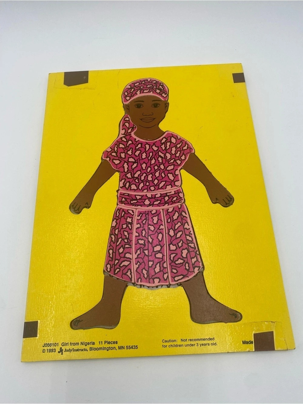 Vintage Girl from Nigeria Wooden Tray Puzzle Wooden Puzzle Board Yellow